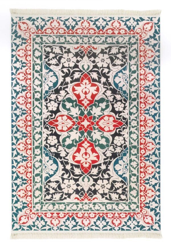 Petit tapis turc type kilim floral oriental bleu