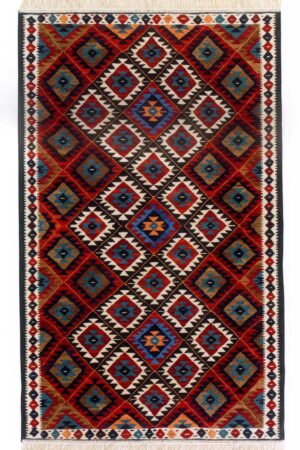 Tapis type kilim traditionel turc avec motifs géométriques ethniques