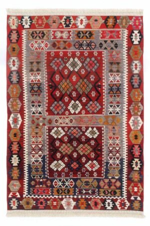 Grand tapis type kilim turc rouge Reyhanli