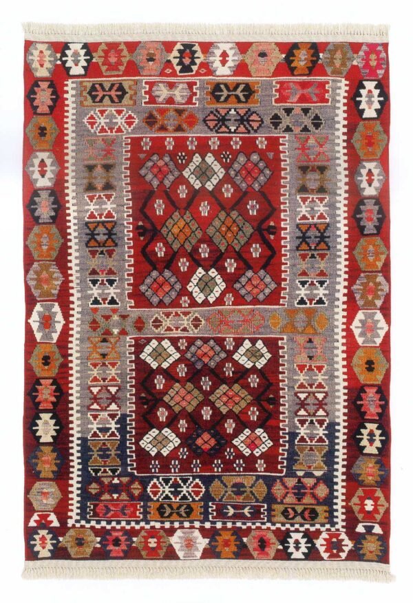 Grand tapis type kilim turc rouge Reyhanli